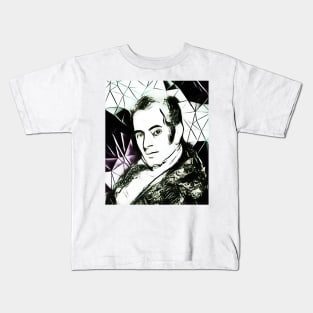 Washington Irving Balck and White Portrait | Washington Irving Artwork 4 Kids T-Shirt